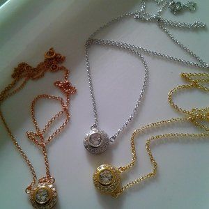 925 sterling silver and cz round necklace